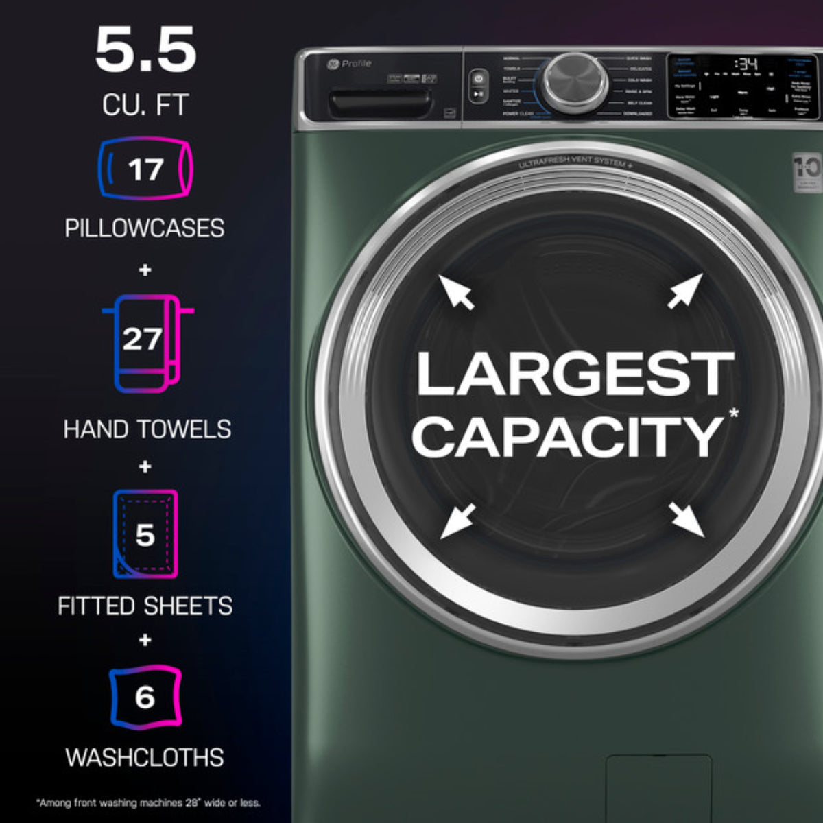 GE Profile PFW955SPWGN 5.5 cu. ft. Smart Front Load Steam Washer - Jade Green