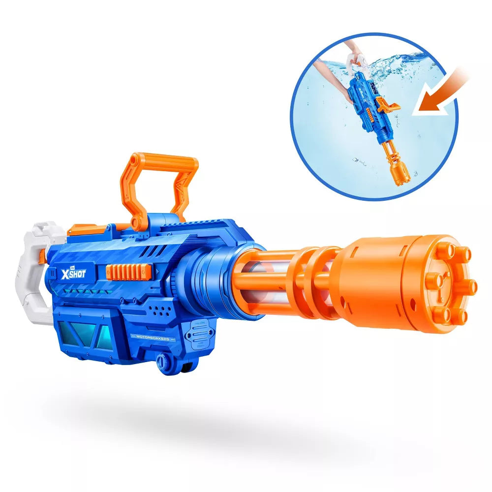 XShot Water Fast Fill S1- Large Gatling Motor Soaker - Blue/Orange