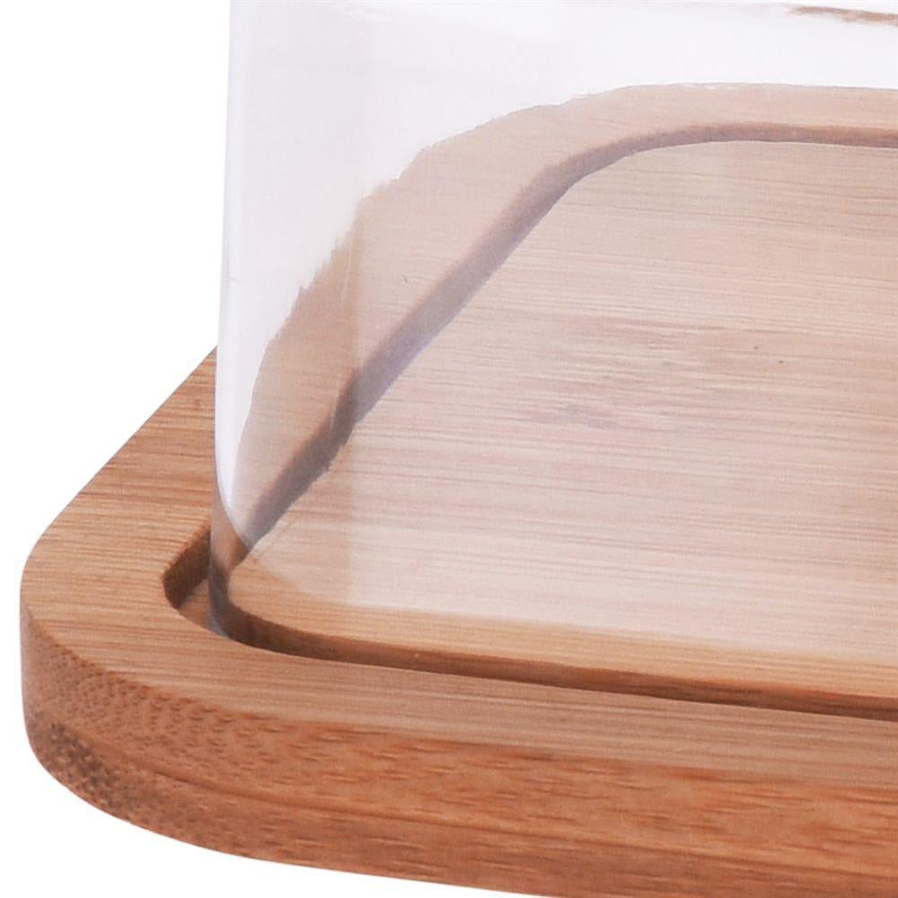 Koopman Butter Dish with Lid Wooden Storage Box Container - Clear