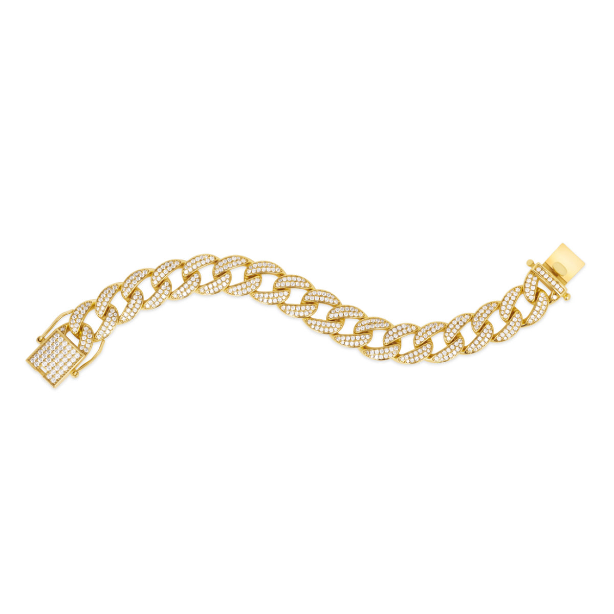 Anna Zuckerman Olivia 63 Men's 8" 5 ct. Diamond Crystalline Super Cuban Link Bracelet in 18K Yellow Gold-Plating over 925 Sterling Silver