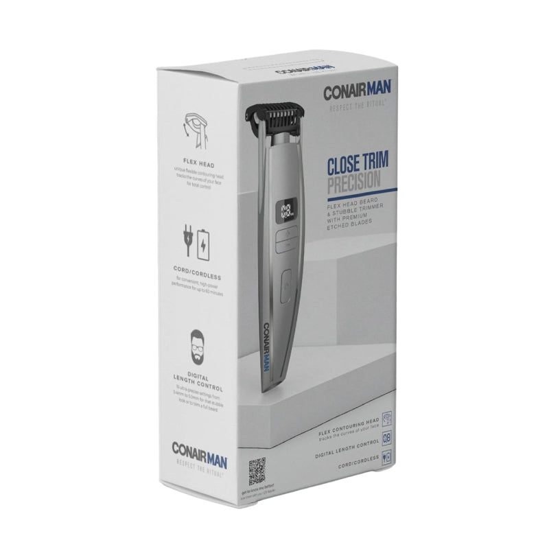 Conair ConairMan Men's Close Trim Precision Flex Head Beard and Stubble Trimmer - Silver