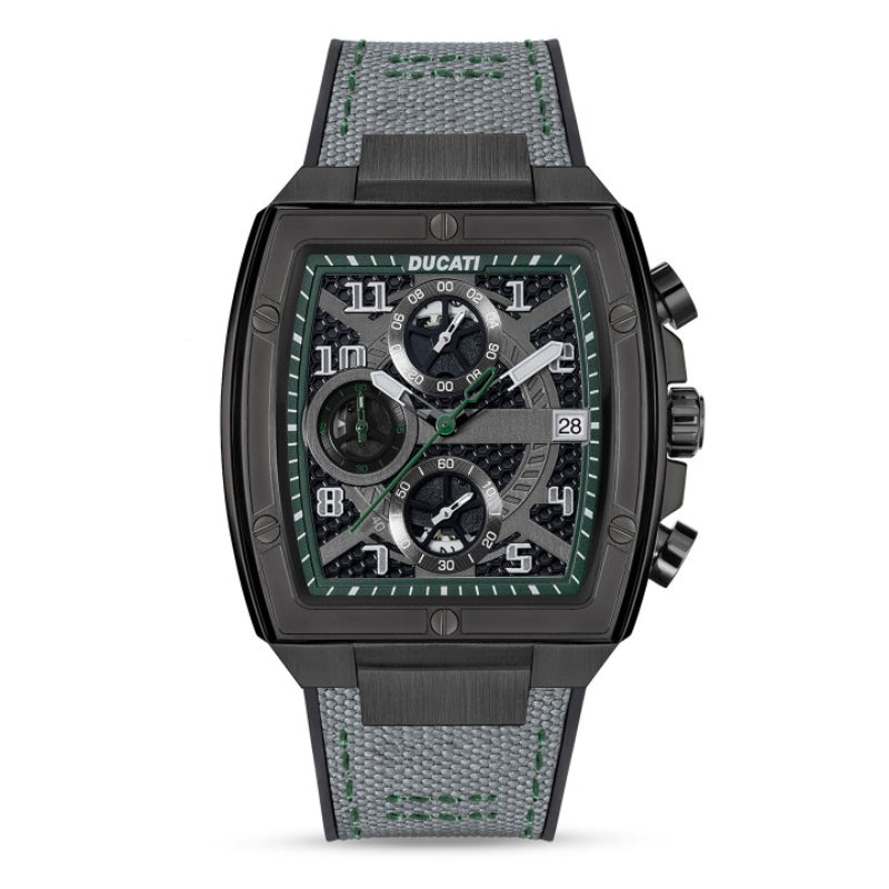 Ducati Men's 40mm Gray Strap Watch - Black Dial