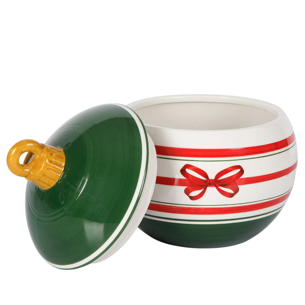 Martha Stewart 144799 Festive Bow Jar - White/Green