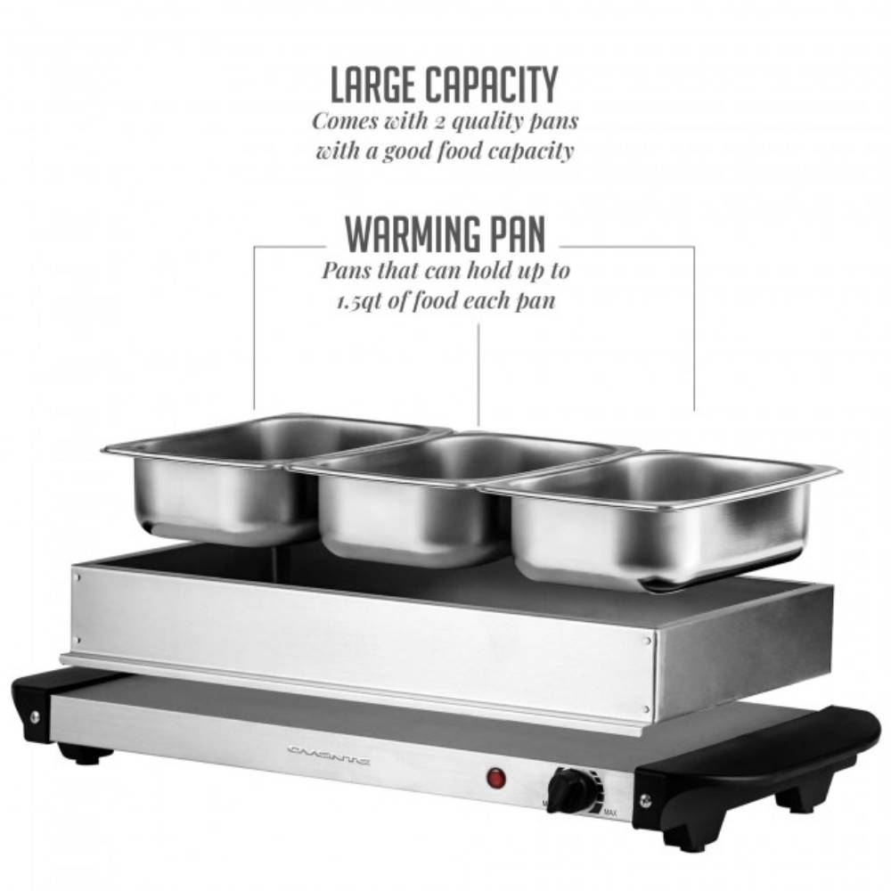 Ovente FW173S Electric Buffet Server with Warming Tray - Silver