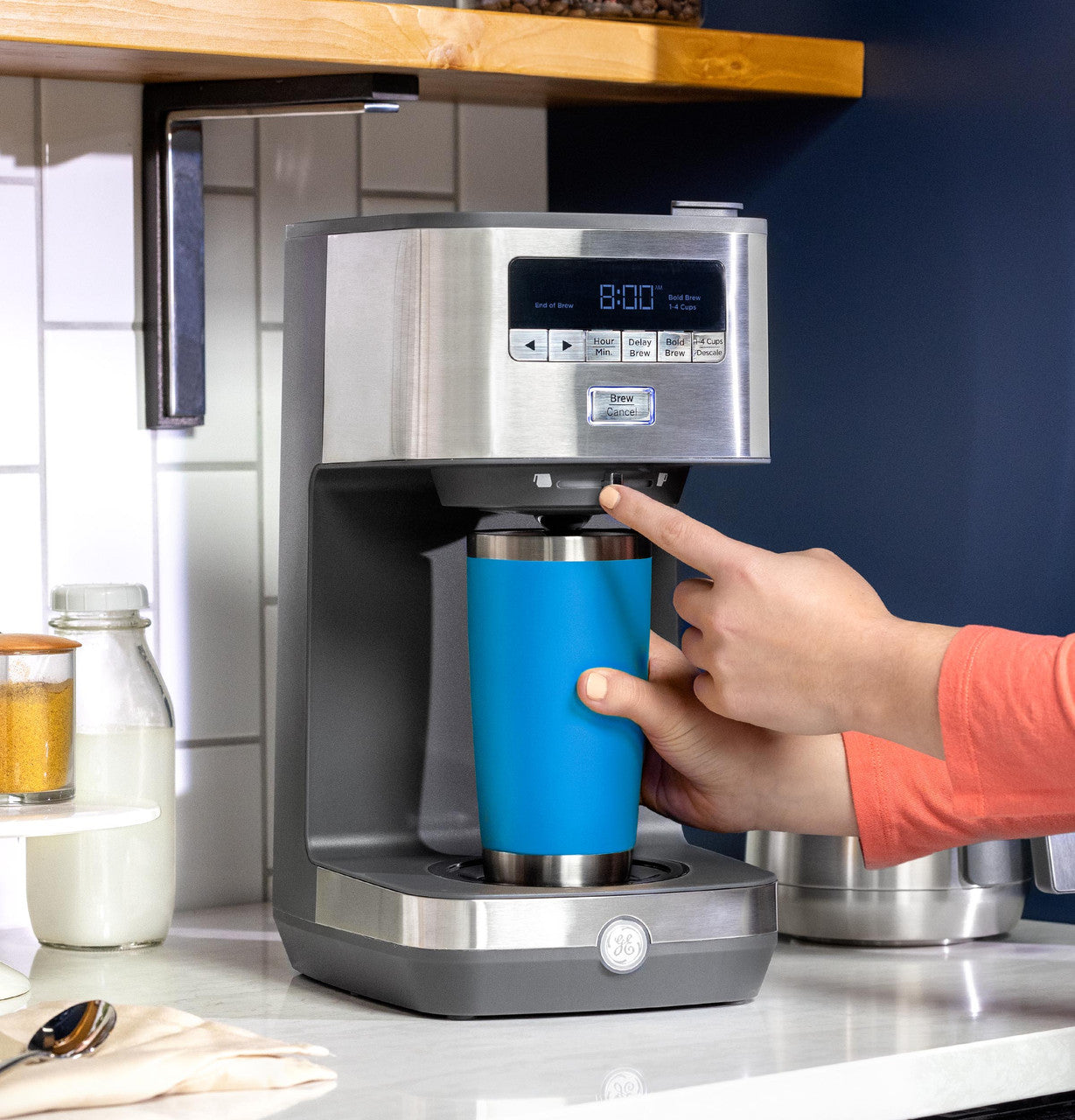 GE 10 Cup Drip Coffee Maker with Single Serve