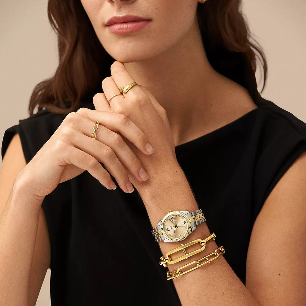 Fossil Scarlette Women's 32mm Two-Tone Bracelet Watch - Gold Dial