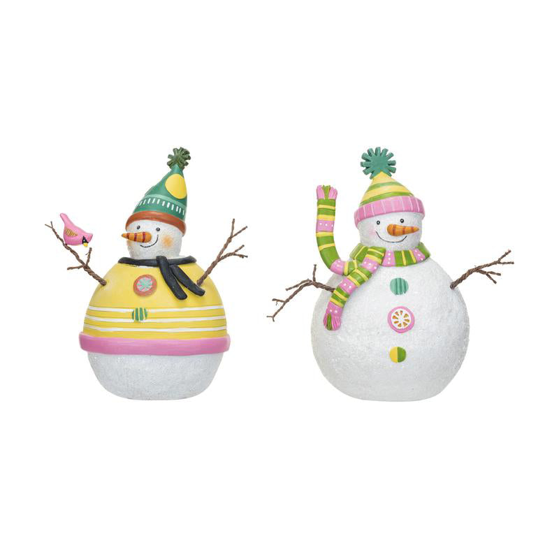 Creative Co-op Snowman with Glitter (Set of 2) - Multicolor