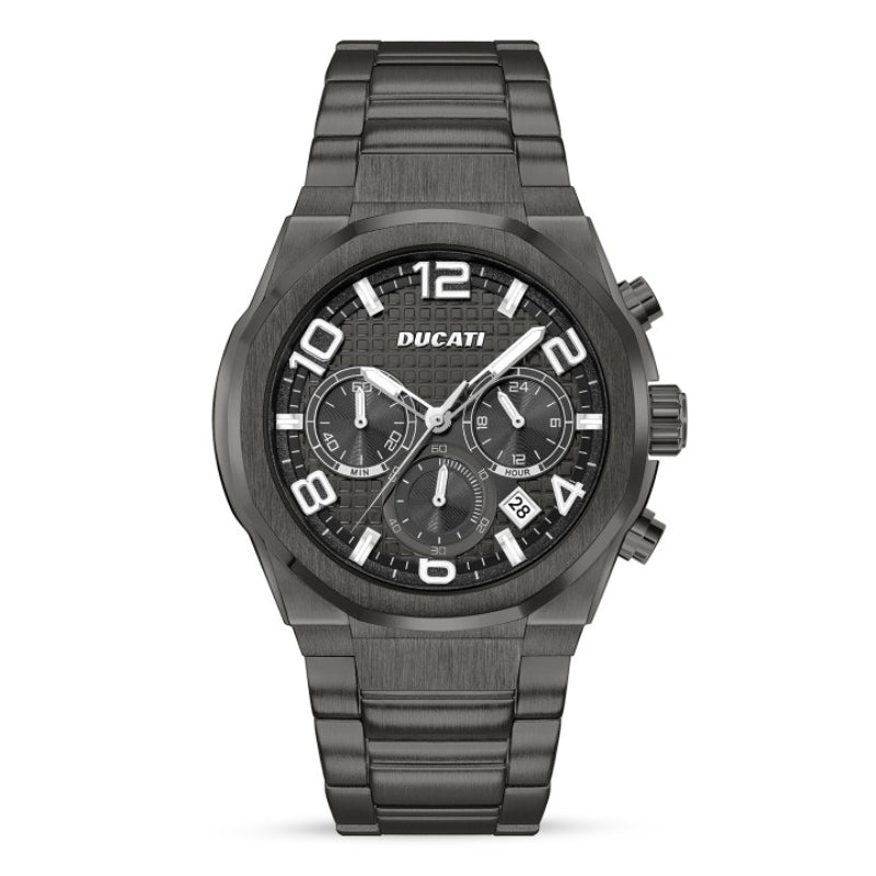 Ducati Men's 43.5mm Gunmetal-Tone Bracelet Watch - Black Dial