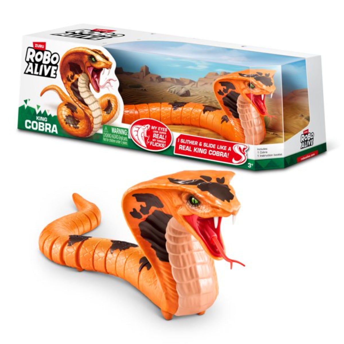Robo Alive King Cobra Moving Snake Toy - Orange