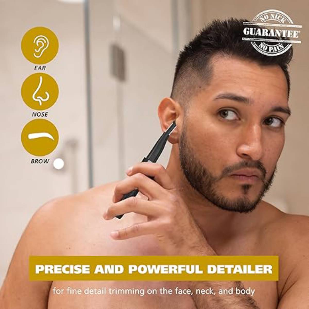 Wahl Manscaper 2 in 1 Lithium Battery Tactical Dual Sided Eyebrow & Nose Hair Trimmer(for men) - Black