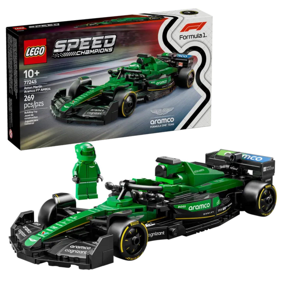 LEGO Speed Champions Aston Martin Aramco F1 AMR24 Race Car Building Toy Set (269-Piece)