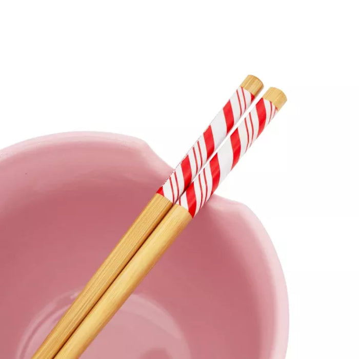 Sanrio Hello Kitty Holiday 20 oz Ceramic Ramen Bowl and Chopstick Set