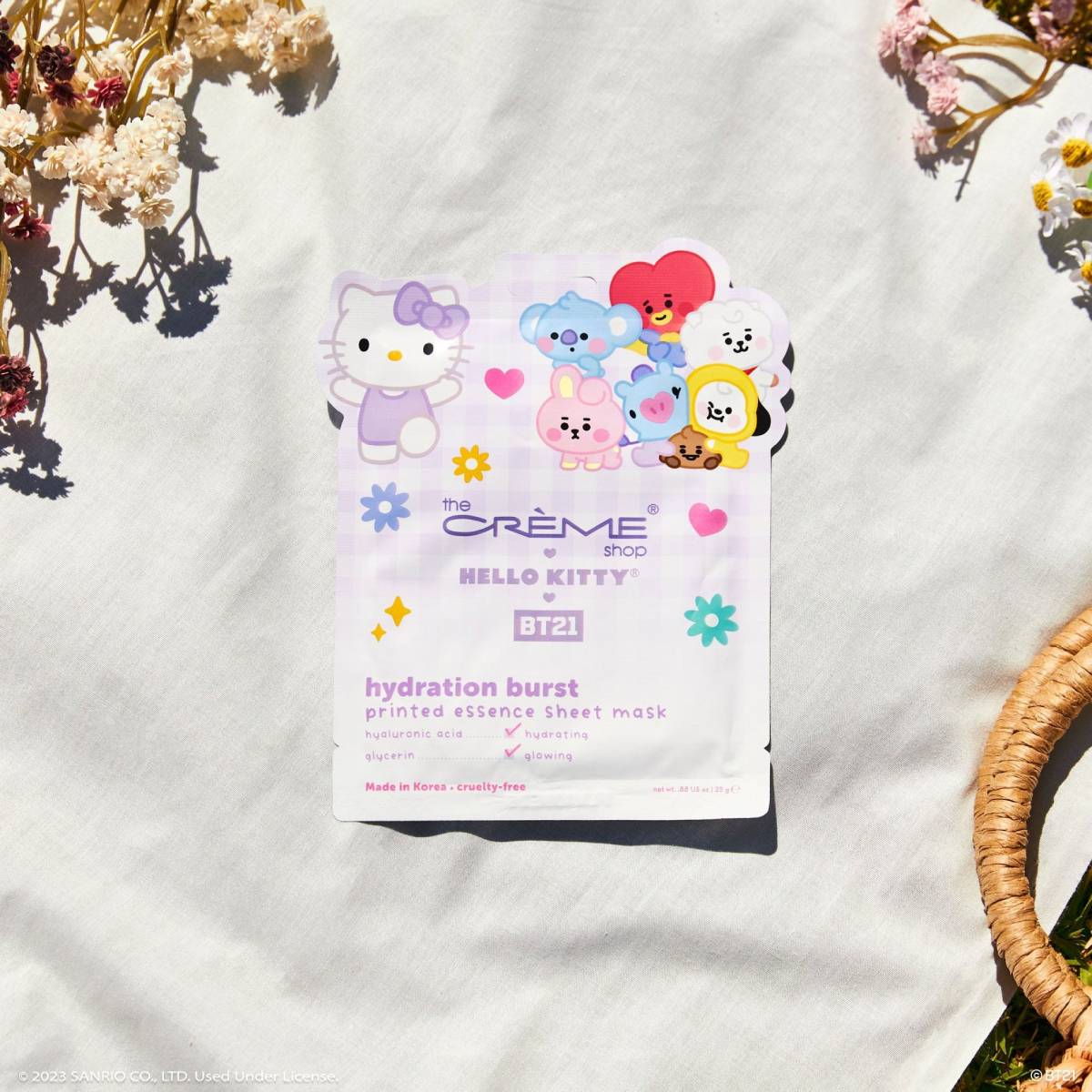 The Creme Shop Hello Kitty and BT21 Hydration Burst Printed Essence Sheet Mask