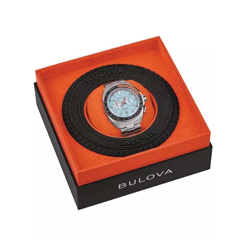 Bulova Chronograph Racer Men's 42mm Silver Bracelet Watch - Blue Dial