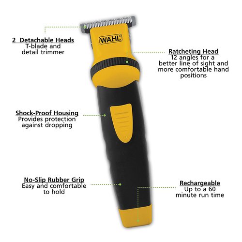 Wahl Lifeproof Rechargeable Trimmer for Men - Black/Yellow - Curacao