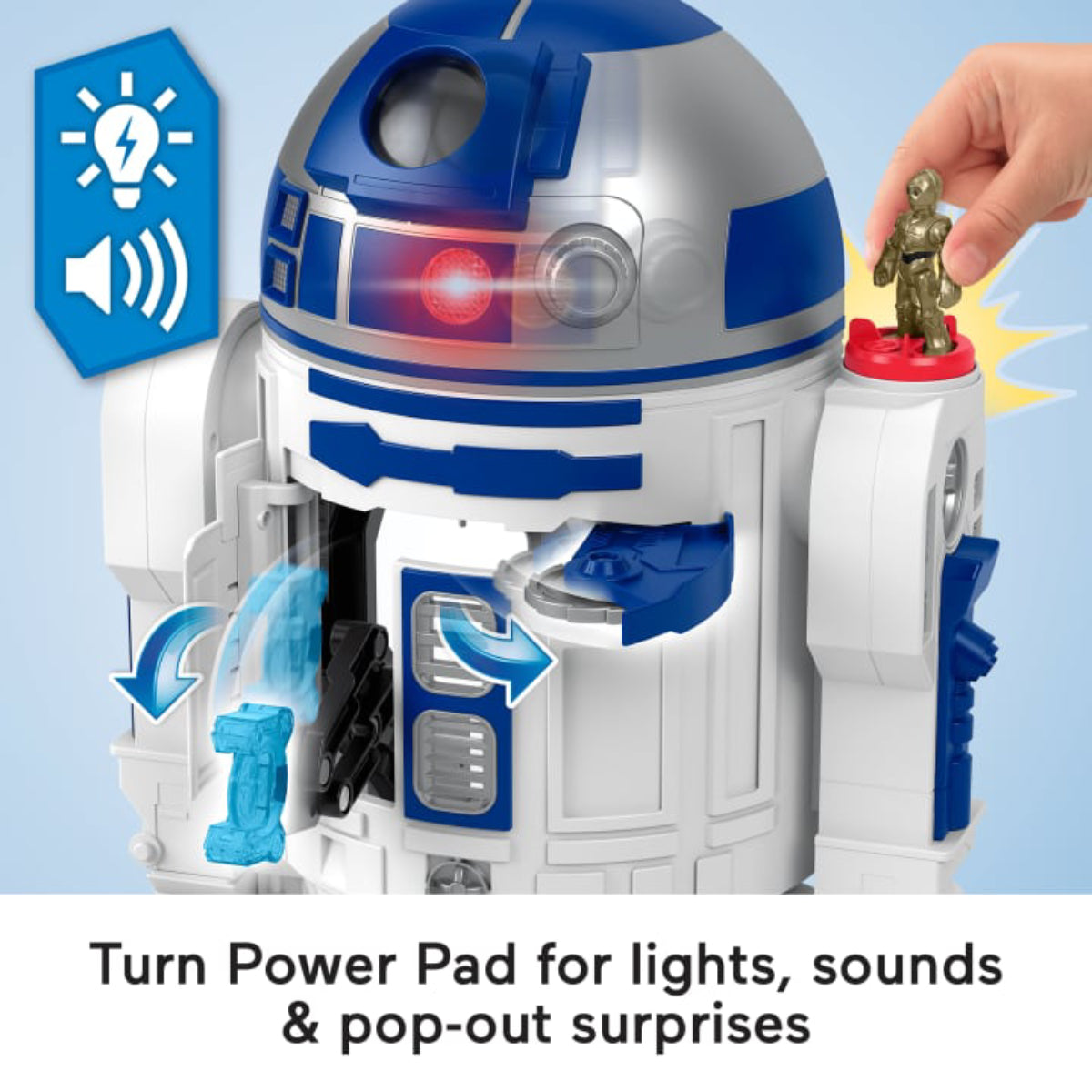 Imaginext Star Wars R2-D2 Toy with C-3Po Diecast Character Key - White/Blue