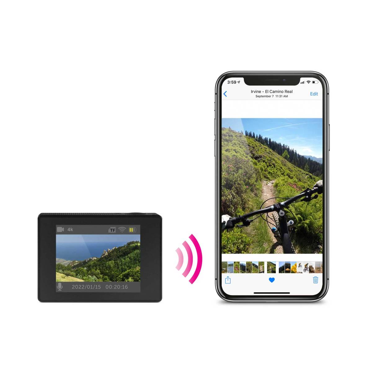 Aluratek ASC4KWF 4K Wi-Fi Sports Action Camera - Black