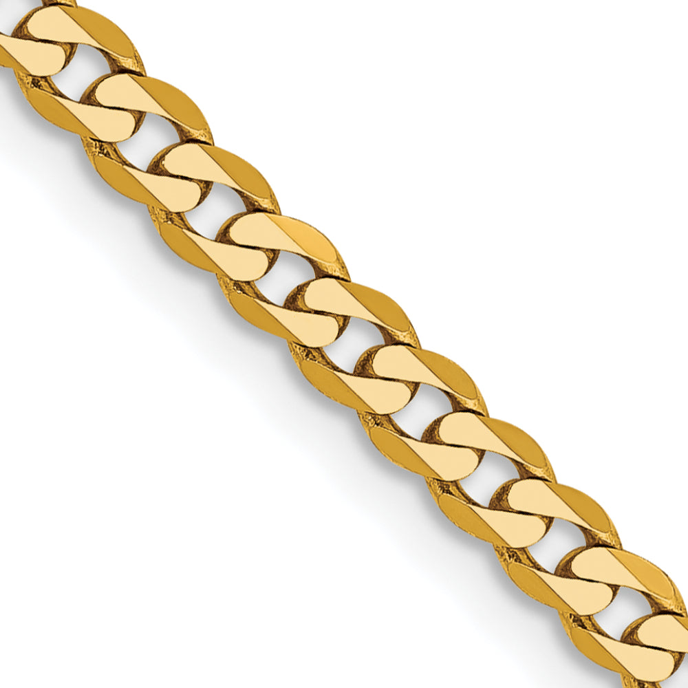 14K Yellow Gold Unisex 30" Flat Beveled Curb Chain