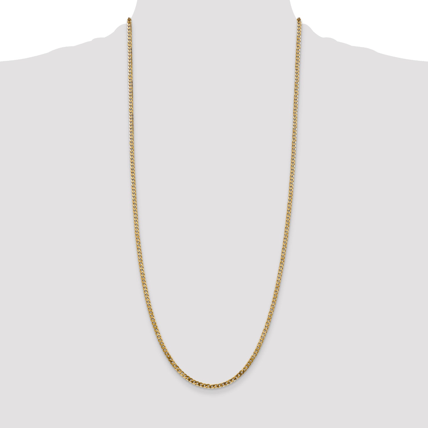 14K Yellow Gold Unisex 30" Flat Beveled Curb Chain