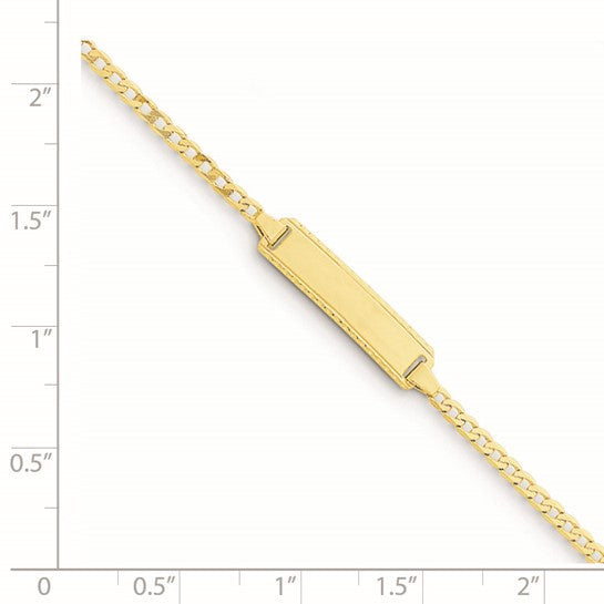 14k Yellow Gold 6" Curb Link Baby/Child ID Bracelet