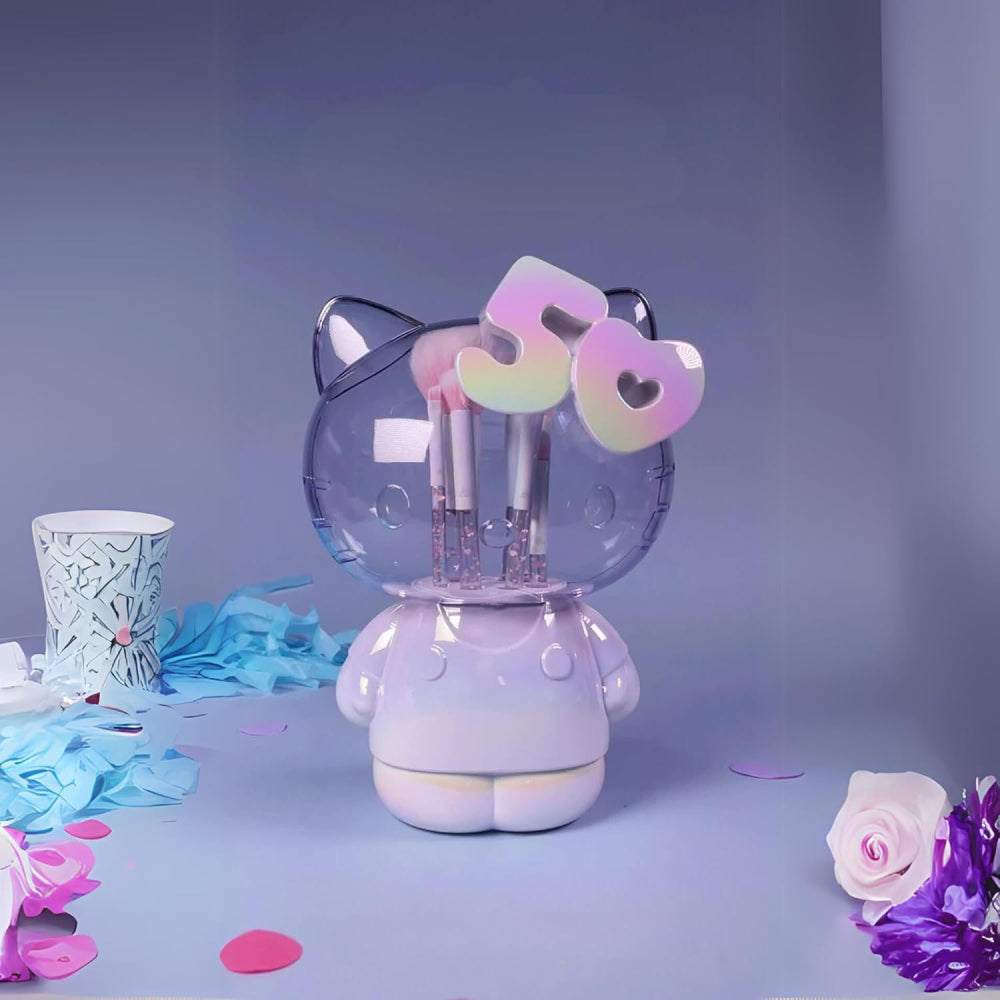 Impressions Vanity X Hello Kitty Makeup Brush Set with Holder Organizer (7 Pieces)