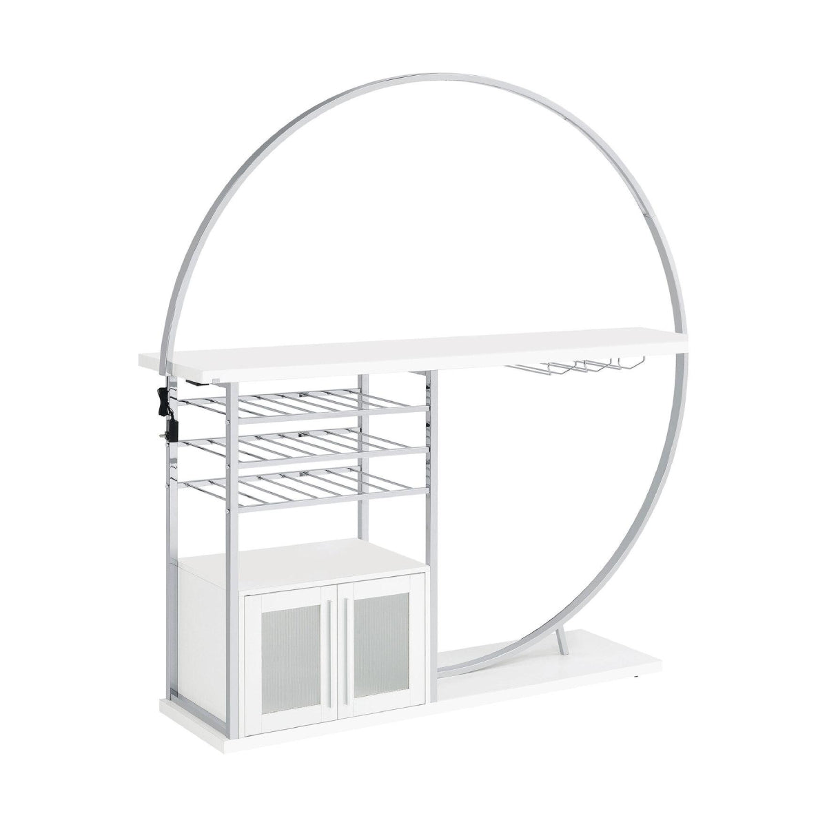 Risley 2-Door Circular LED Home Bar with Wine Storage by Coaster - White