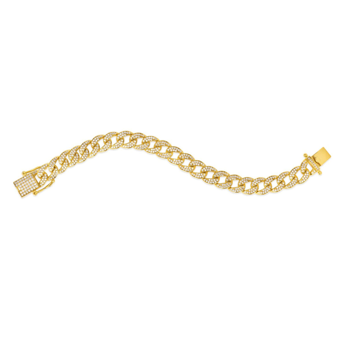 Anna Zuckerman Olivia 74 Women's 8" 3 ct. Diamond Crystalline Havana Cuban Bracelet in 18K Yellow Gold-Plating over 925 Sterling Silver