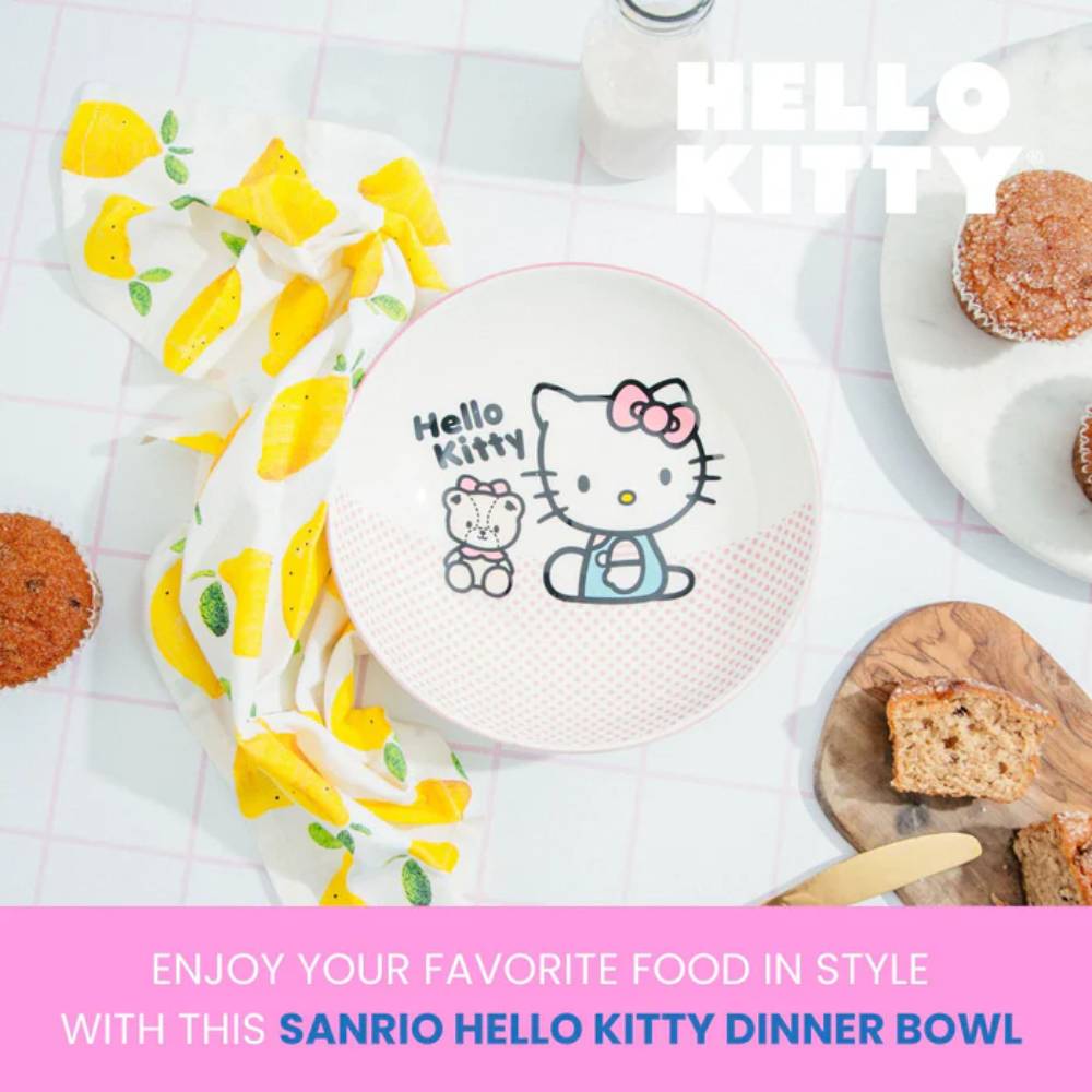 Sanrio Hello Kitty 9" Ceramic Coupe Dinner Bowl - Pink
