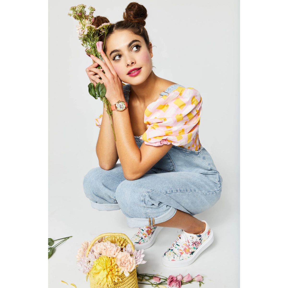 Reloj Citizen Gardening Minnie para mujer, correa naranja de 36 mm, esfera plateada