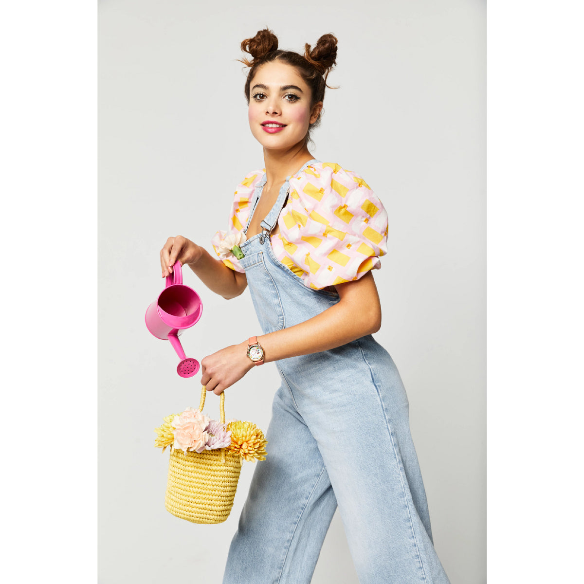 Reloj Citizen Gardening Minnie para mujer, correa naranja de 36 mm, esfera plateada