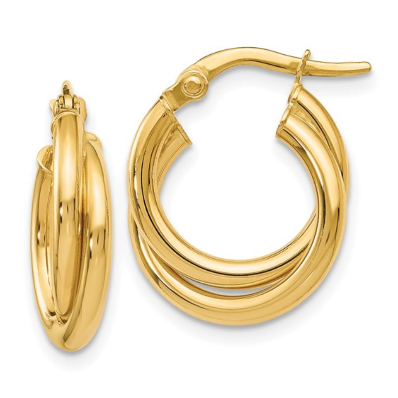 14K Leslie's Women's 5mm Twisted Double Hoop Earrings in 14K Yellow Gold