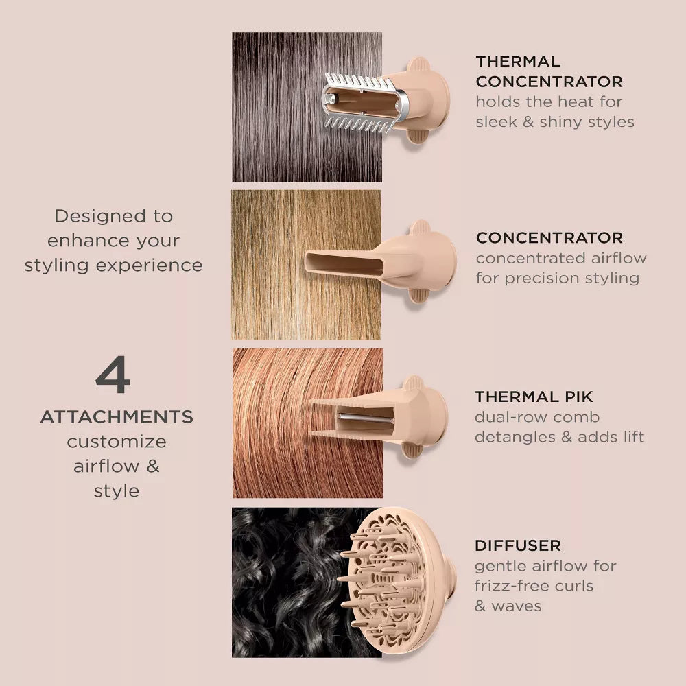 Conair InfinitiPRO Performa Series Ionic Dryer with 3 Attachments - Peach