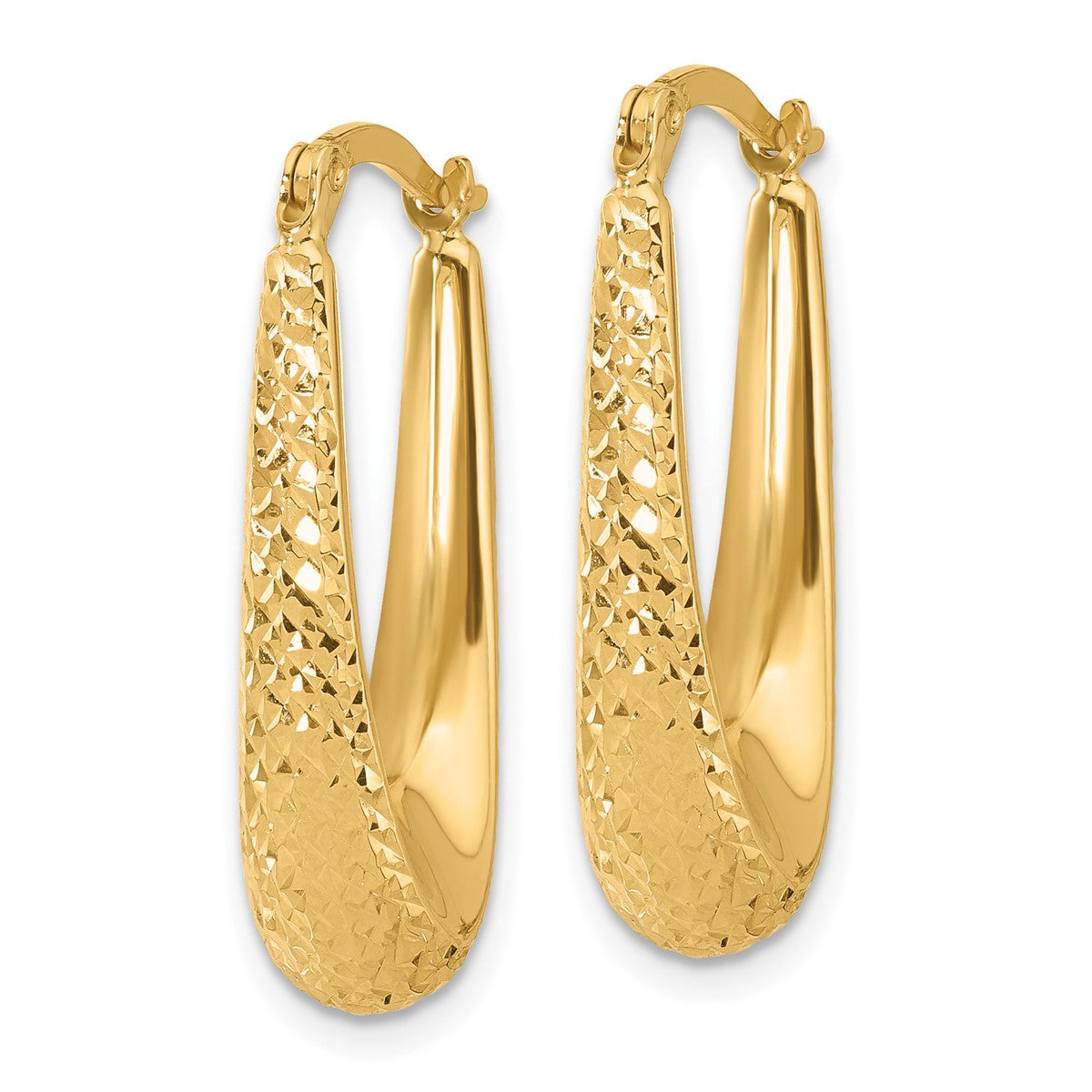 14K Leslie's Women's 6.6mm Diamond-Cut Hoop Earrings in 14K Yellow Gold