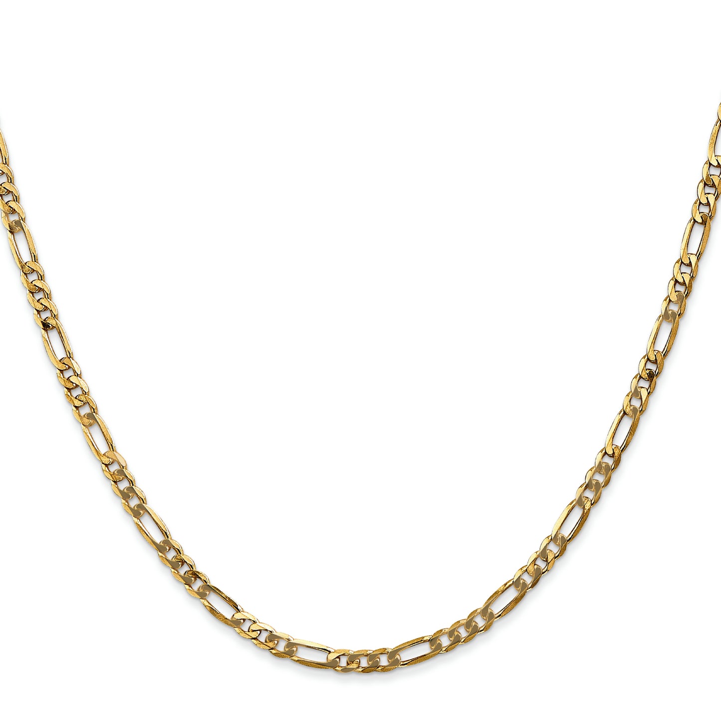 14K Yellow Gold Unisex Flat Figaro Chain