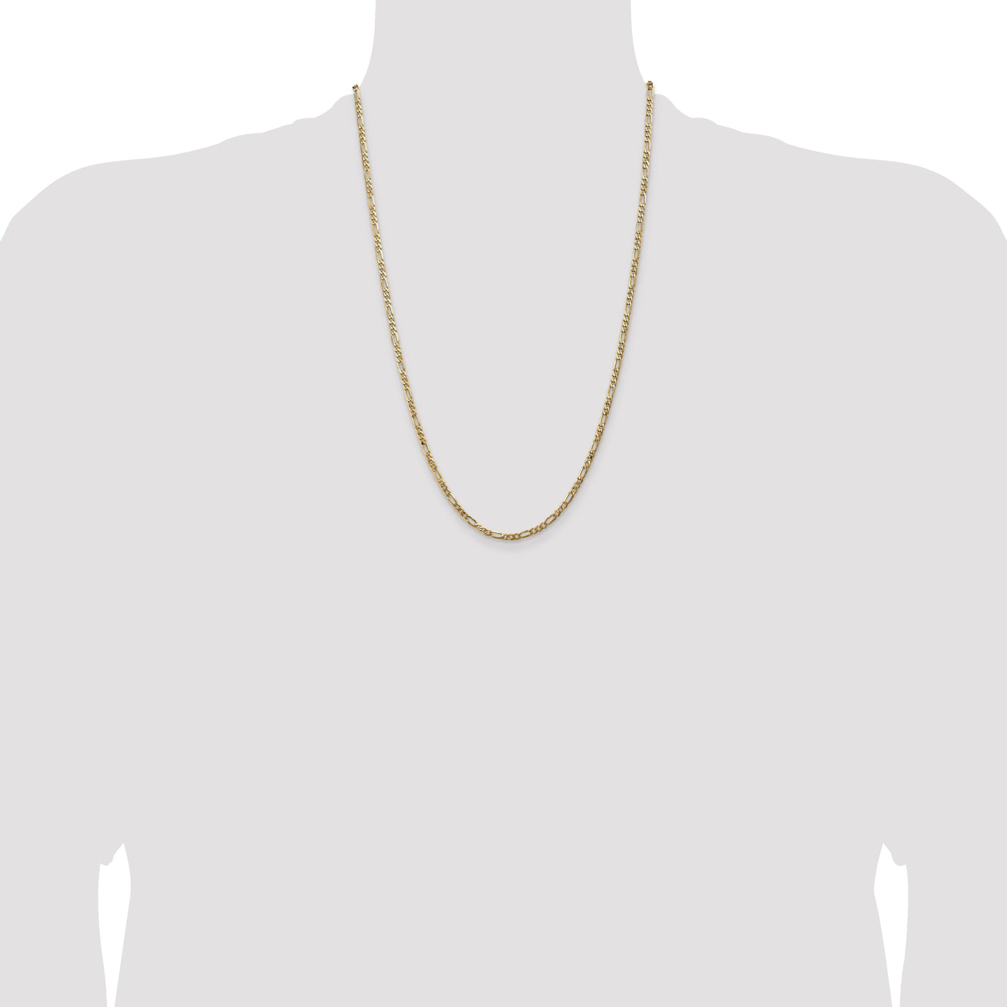 Cadena Figaro plana de 24" con cierre de langosta para mujer en oro amarillo de 14 quilates