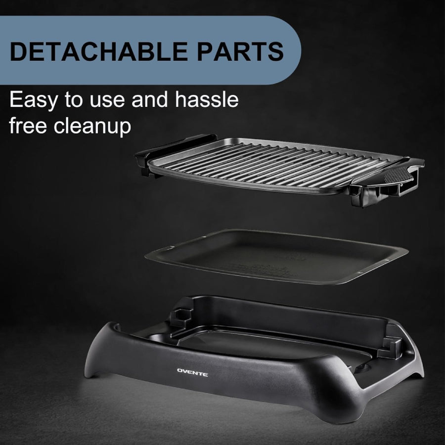 Parrilla interior antiadherente controlada por termostato Ovente GD1632NLB - Color negro