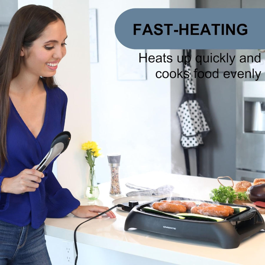 Parrilla interior antiadherente controlada por termostato Ovente GD1632NLB - Color negro