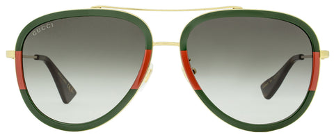 Gucci GG0062S Aviator Sunglasses - Endura Gold/Green/Red / Green - Curacao