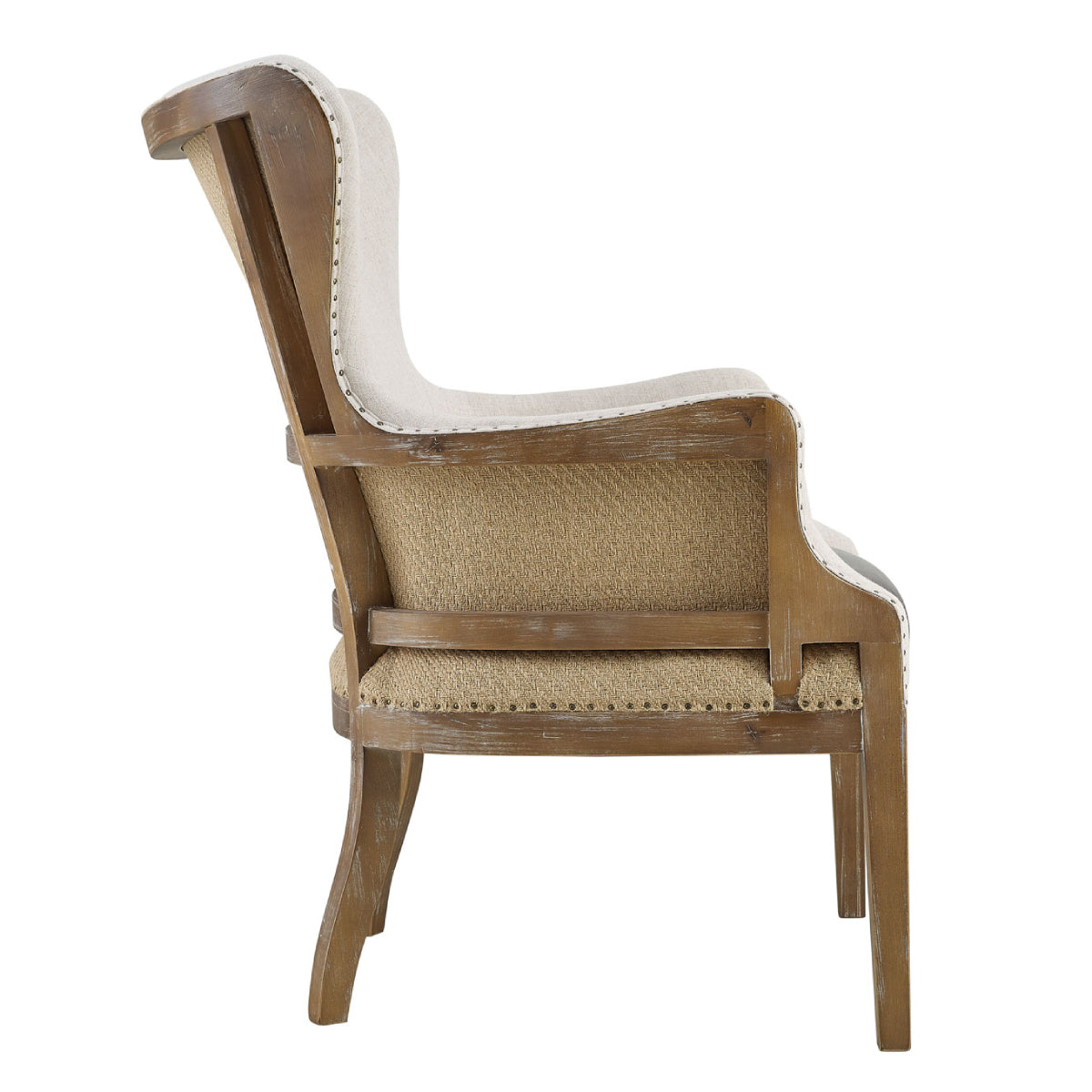 George 38.5" Wingback Accent Chair by Steve Silver Company - Distressed Oak - Curacao
