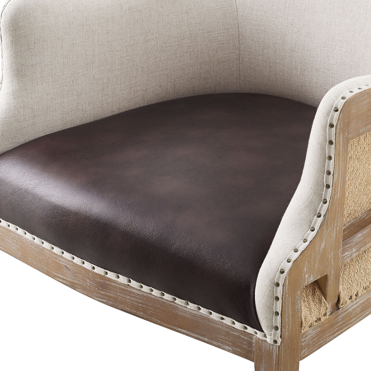 George 38.5" Wingback Accent Chair by Steve Silver Company - Distressed Oak - Curacao