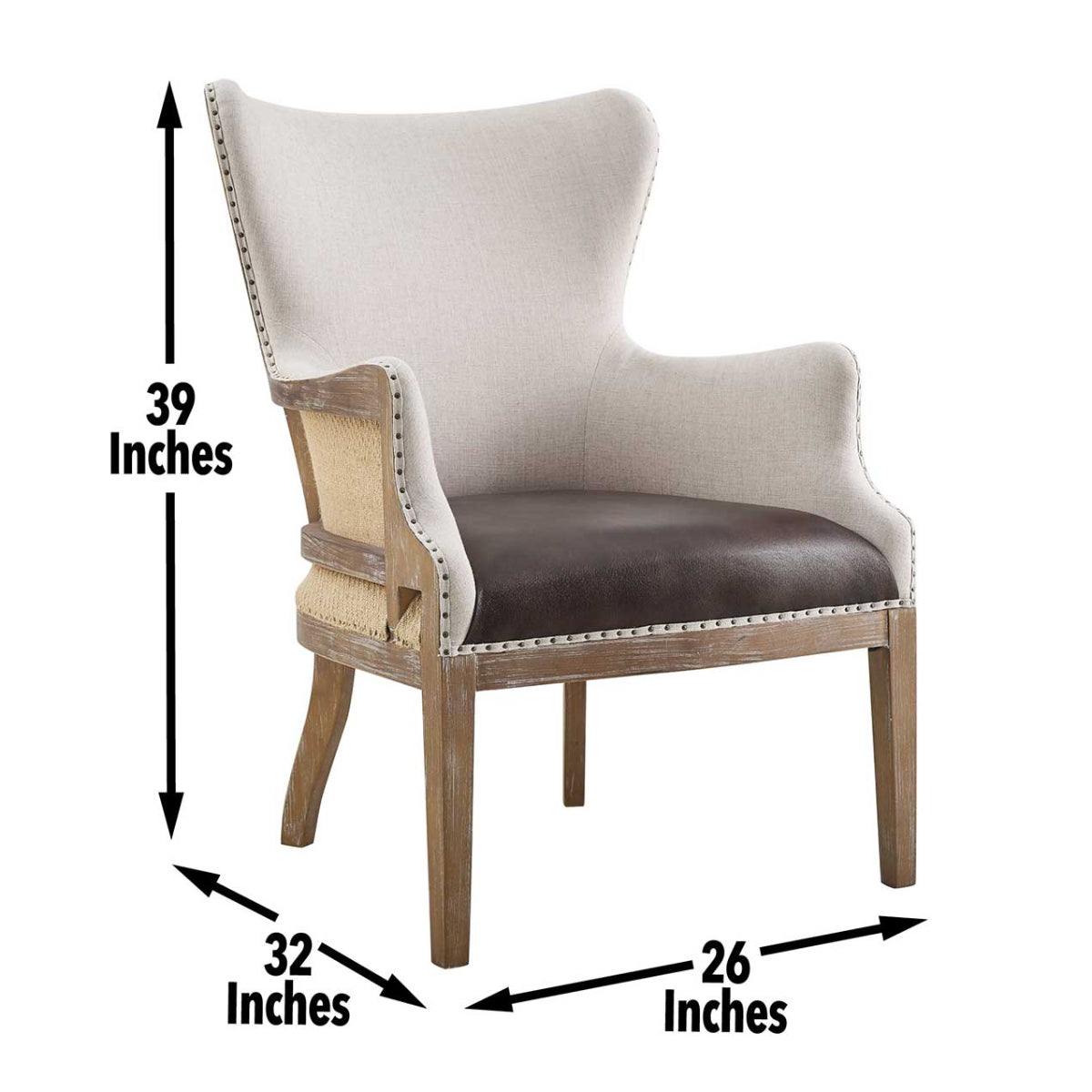George 38.5" Wingback Accent Chair by Steve Silver Company - Distressed Oak - Curacao