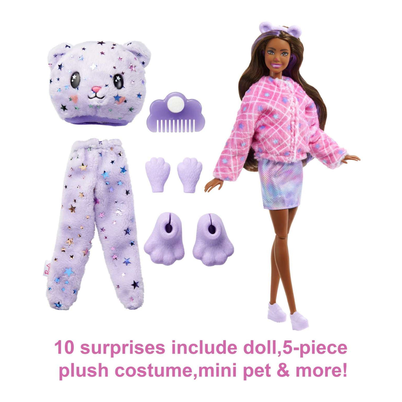 Muñeca Barbie Cutie Reveal Fashion con disfraz de osito de peluche y 10 sorpresas