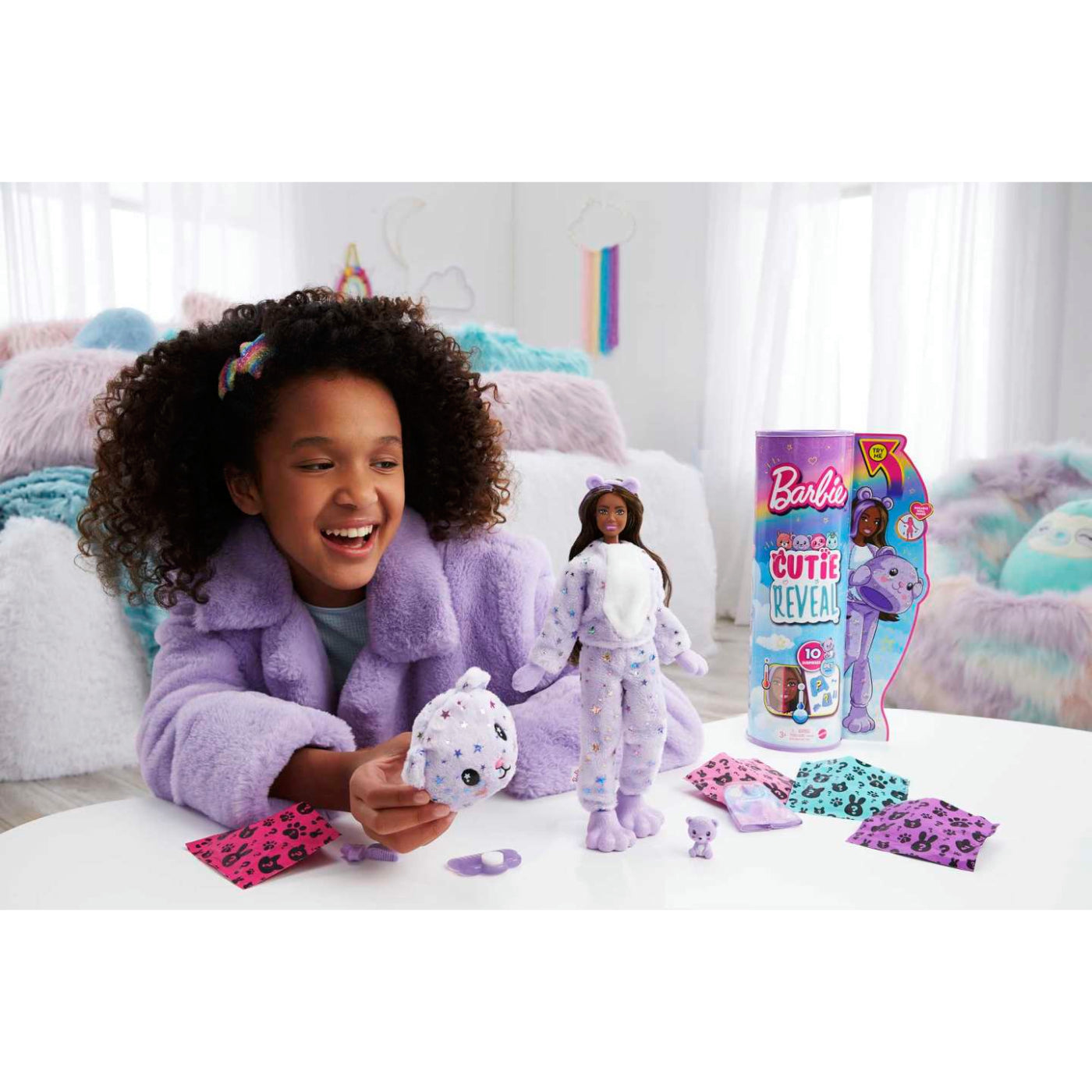 Muñeca Barbie Cutie Reveal Fashion con disfraz de osito de peluche y 10 sorpresas