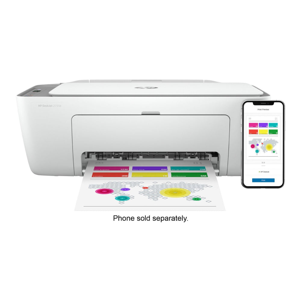 HP DeskJet 2755e All-in-One Wireless Color Inkjet Printer - White - Curacao
