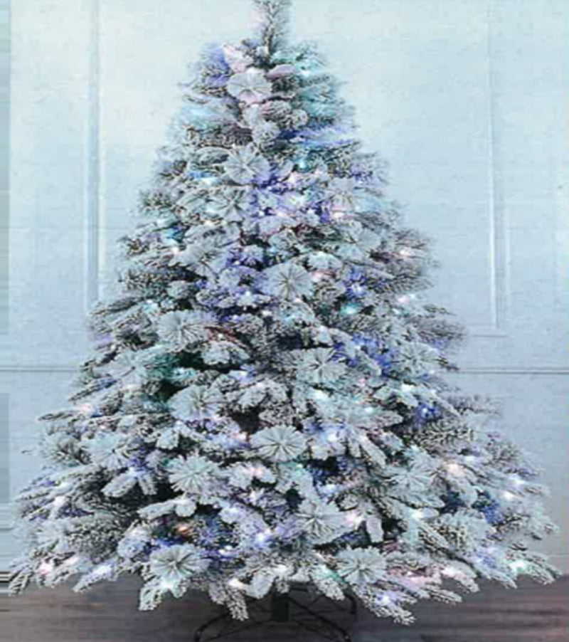Gansu 6' Flocked Mixed Pine and Tips Christmas Tree with PreLit - White