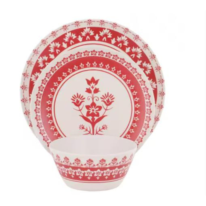 Martha Stewart Geometric Dinnerware Set (12-Piece) - Red/White