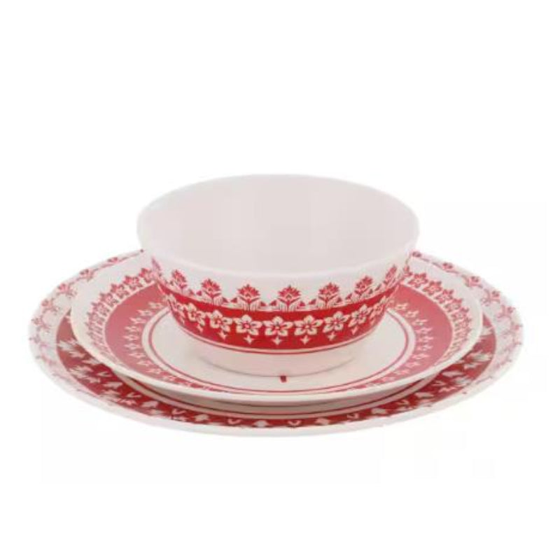 Martha Stewart Geometric Dinnerware Set (12-Piece) - Red/White