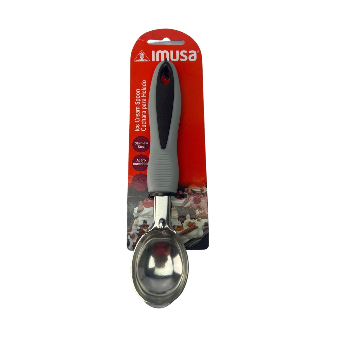 IMUSA 8" Ice Cream Spoon with Handle - Silver/Gray