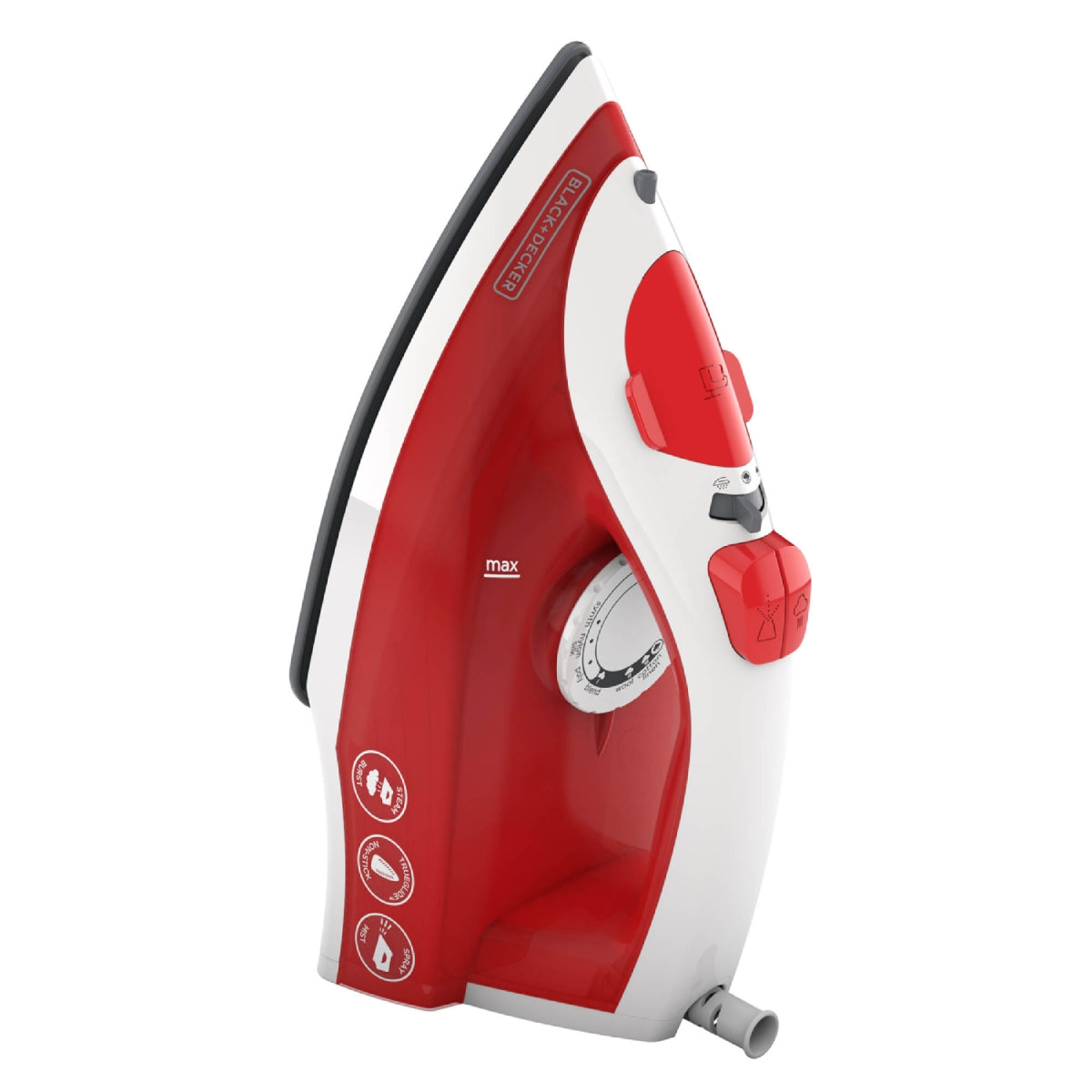 BLACK+DECKER TrueGlide Variable Control Compact Steam Iron with Nonstick Plate - Red