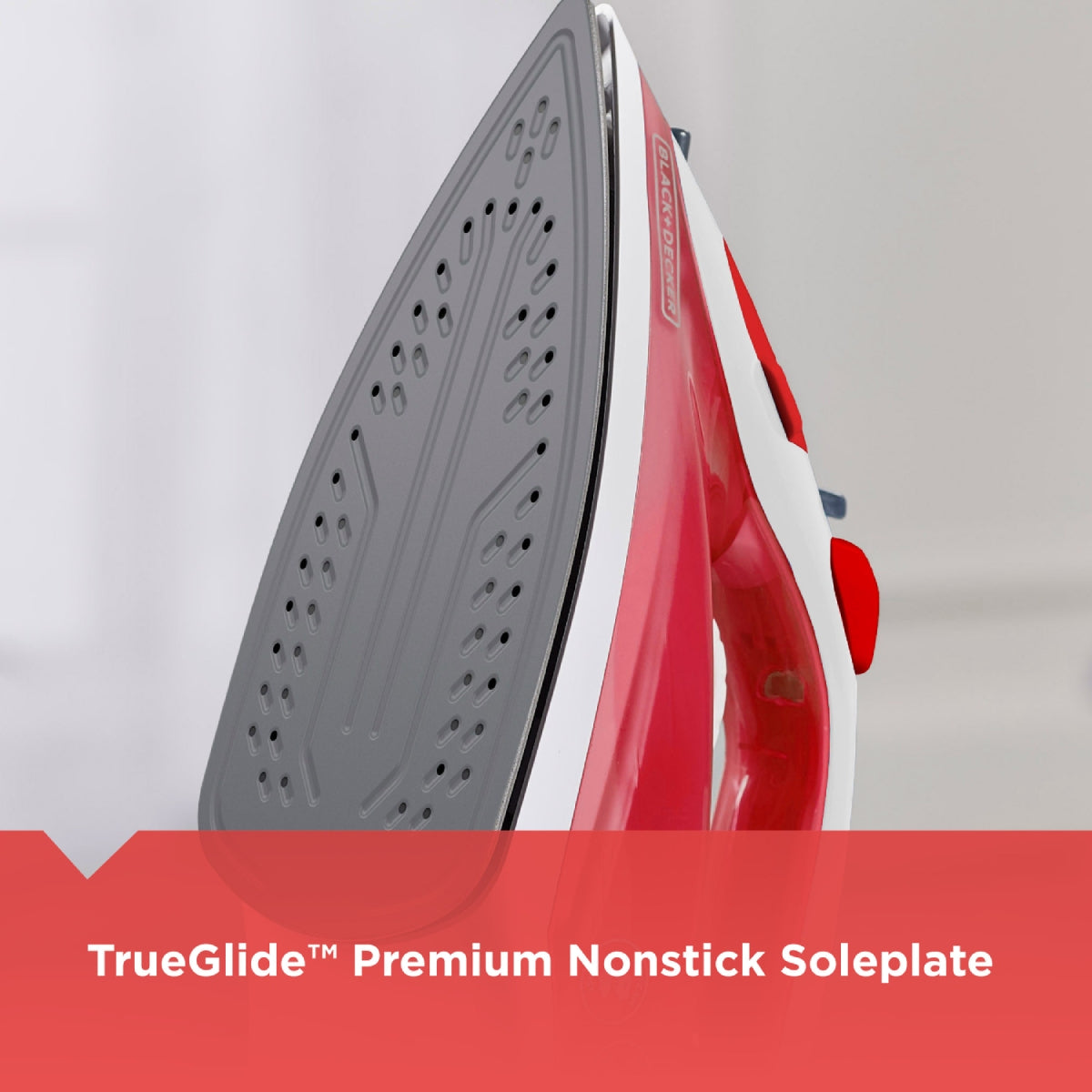 BLACK+DECKER TrueGlide Variable Control Compact Steam Iron with Nonstick Plate - Red
